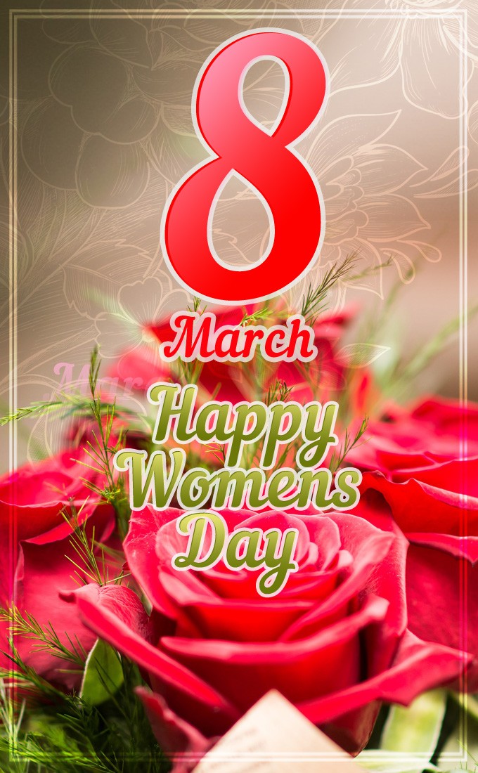 Happy Women's Day, March 8 Beautiful vertical tall Greeting Card (tall rectangle shape picture)