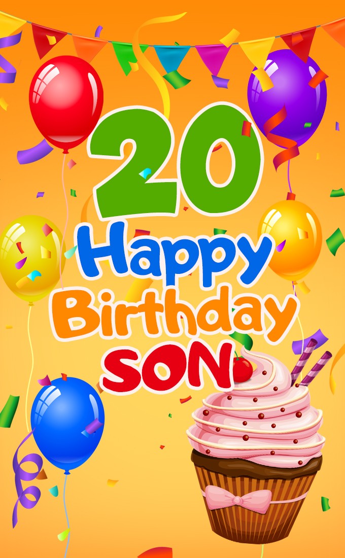 Happy 20th Birthday Son Image (tall rectangle shape picture)