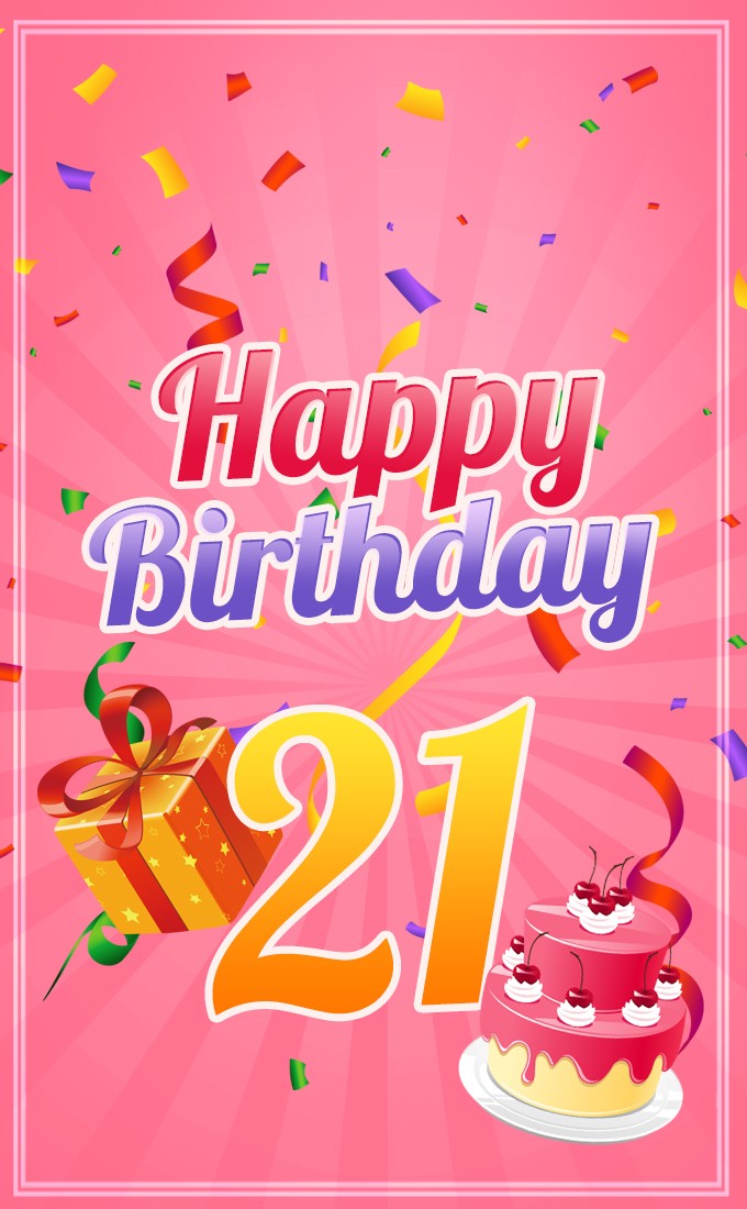 Happy 21th Birthday Image for Her (tall rectangle shape picture)