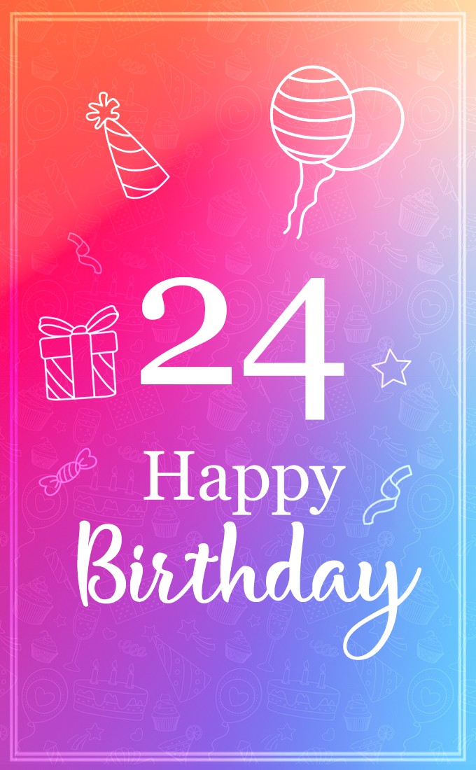 Happy 24th Birthday Stylish Birthday Card (tall rectangle shape picture)