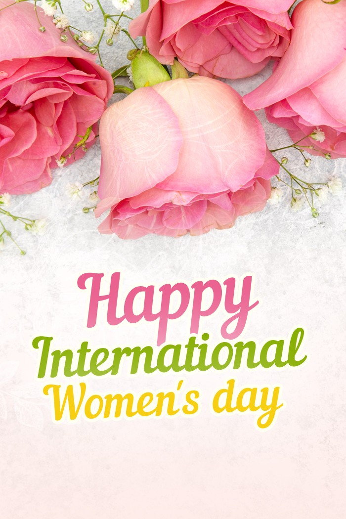 Happy International Women's Day vertical tall image (tall rectangle shape picture)