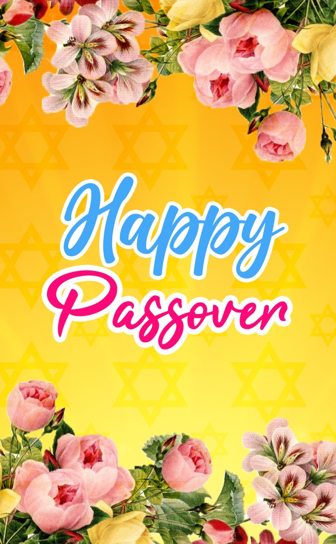 Happy Passover colorful vertical tall picture with flowers (tall rectangle shape picture)