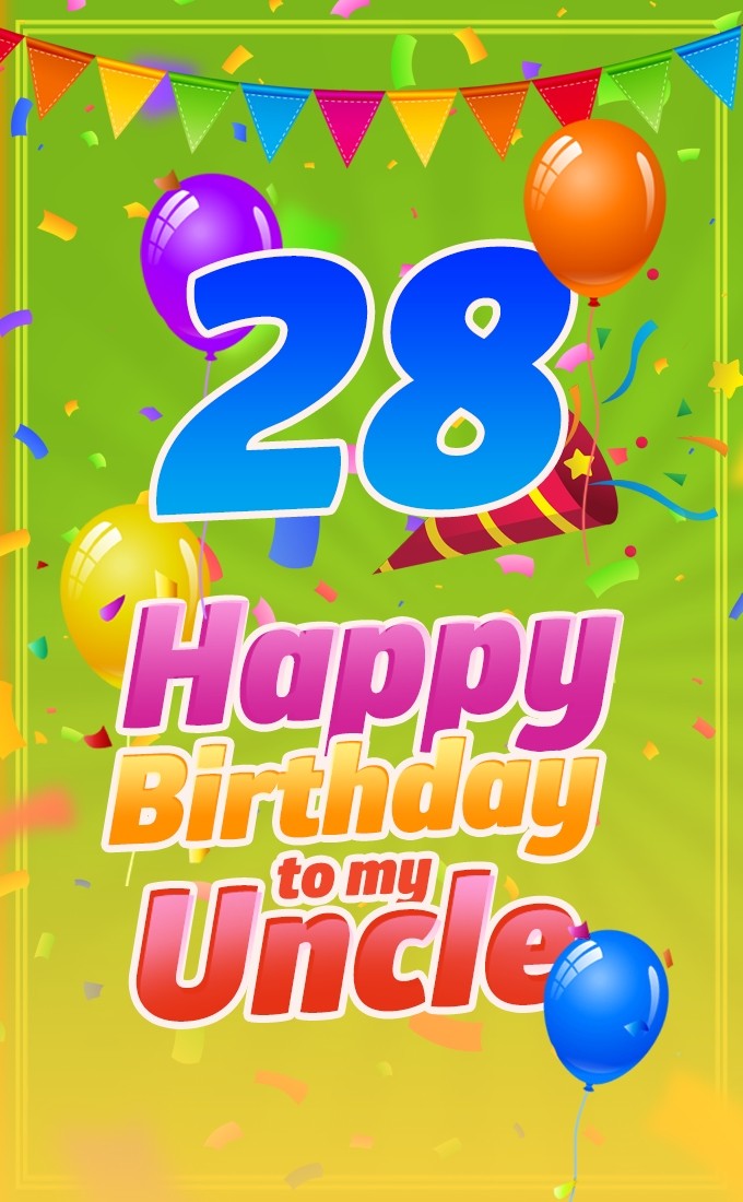 Happy 28th Birthday Uncle Image (tall rectangle shape picture)