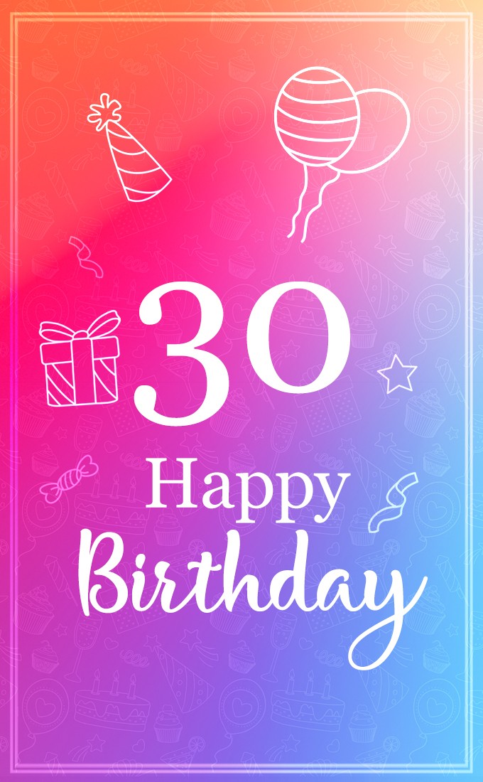 Happy 30th Birthday Elegant Birthday Card (tall rectangle shape picture)