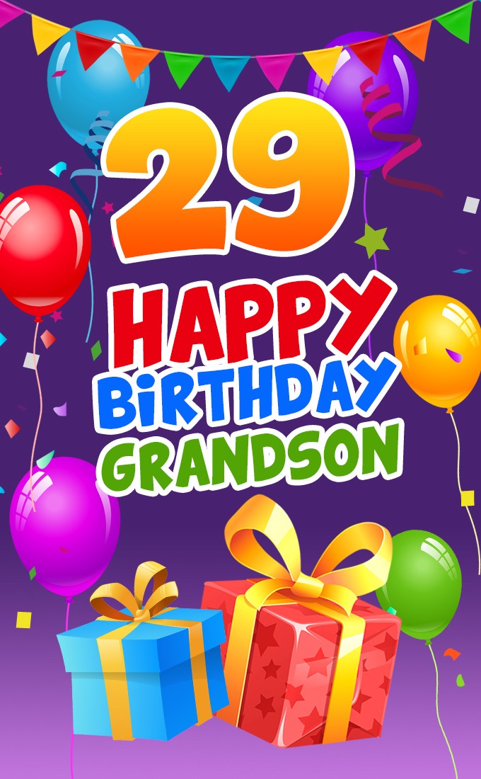 Happy 29th Birthday Grandson Image (tall rectangle shape picture)