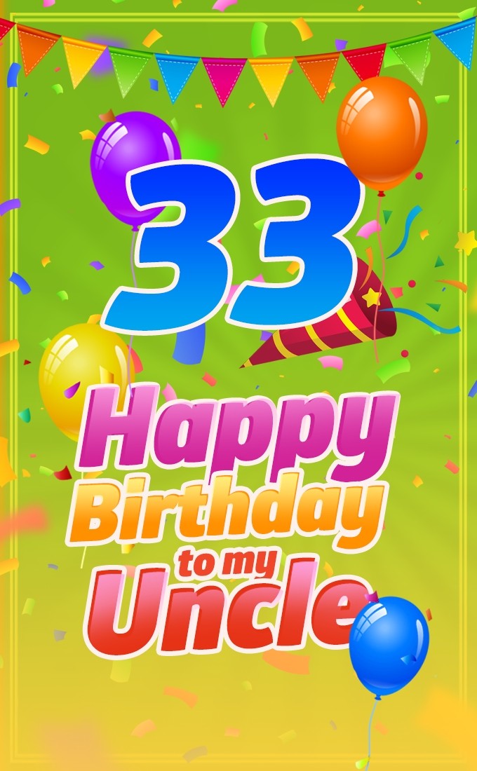 Happy 33rd Birthday Uncle Image (tall rectangle shape picture)