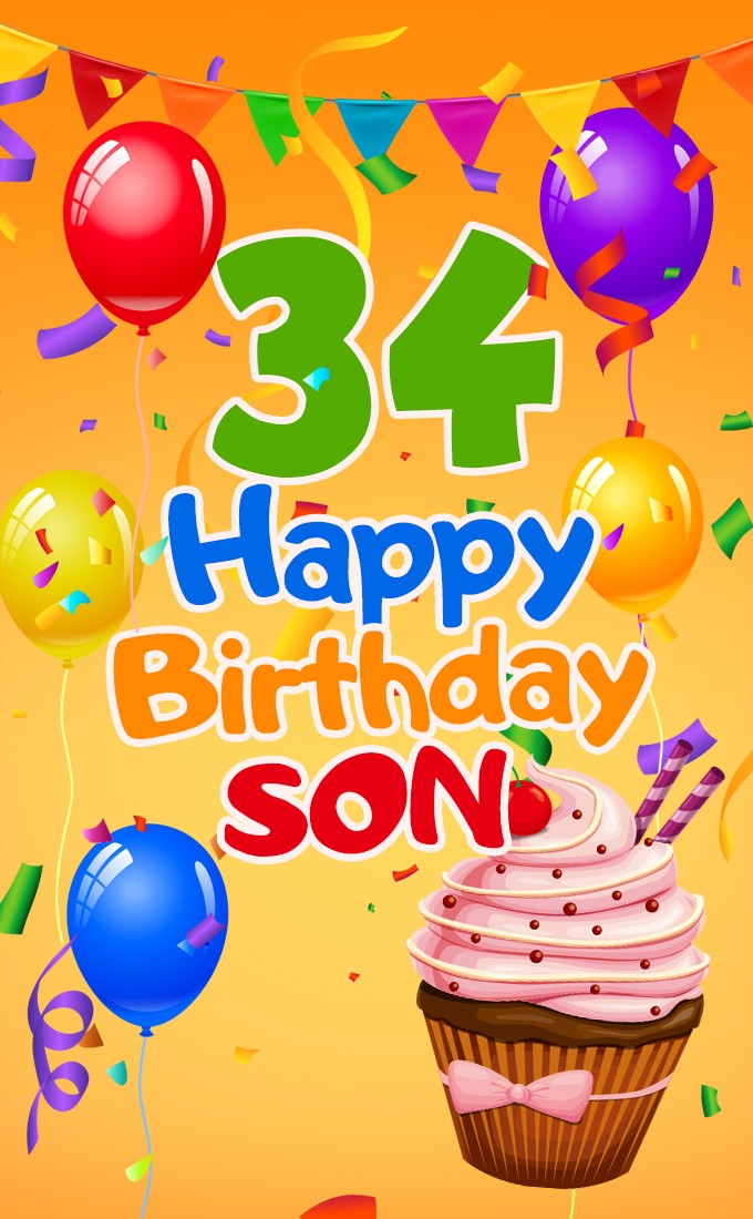 Happy 34th Birthday Son Image (tall rectangle shape picture)