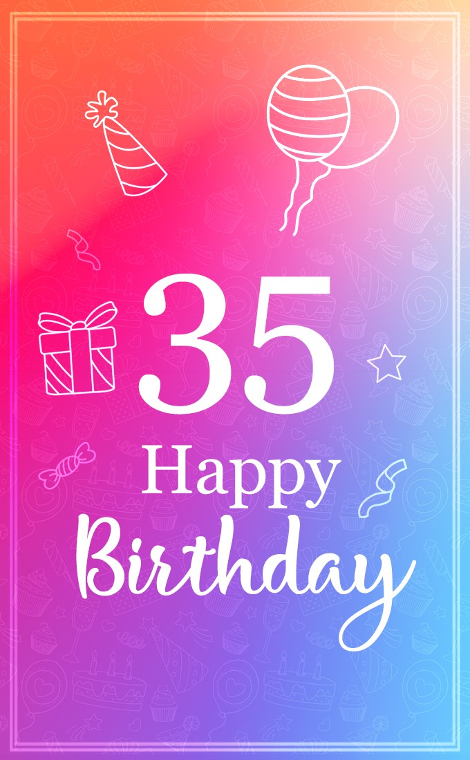 Happy 35th Birthday stylish minimalistic card (tall rectangle shape picture)