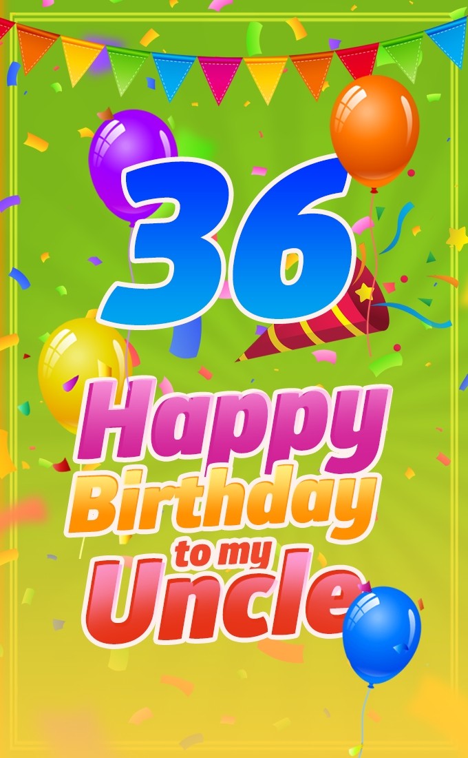 Happy 36th Birthday Uncle Image (tall rectangle shape picture)