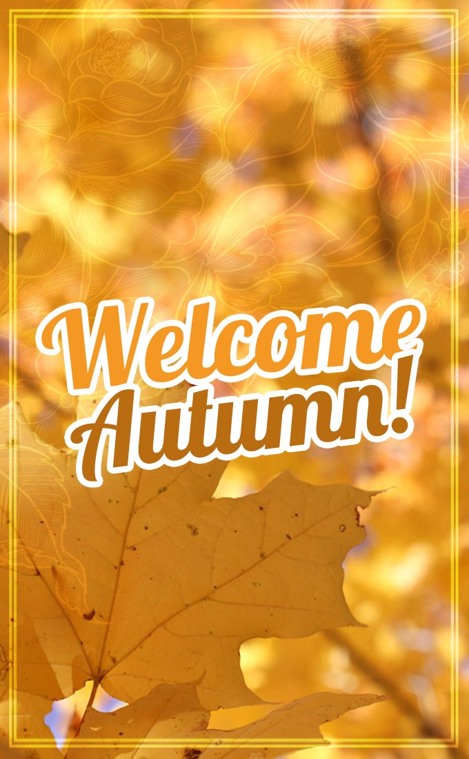 Welcome autumn image with yellowing leaves on a tree (tall rectangle shape picture)