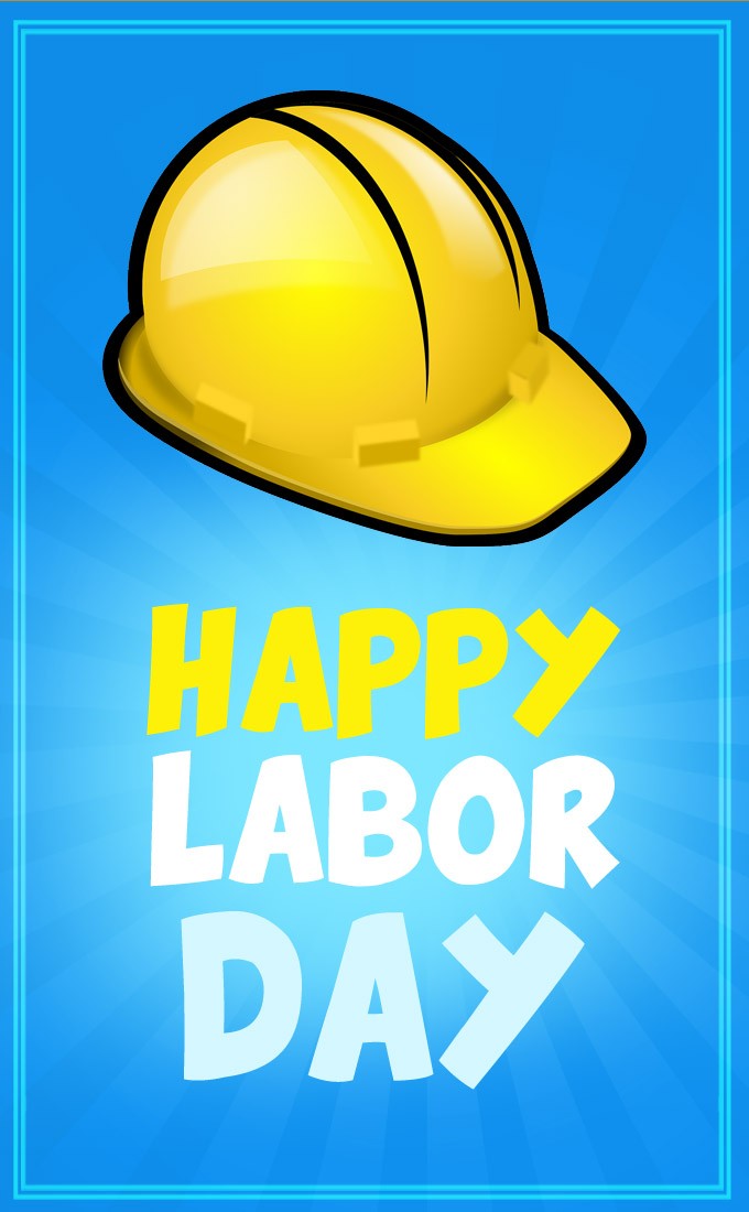 Happy Labor Day image with a helmet (tall rectangle shape picture)