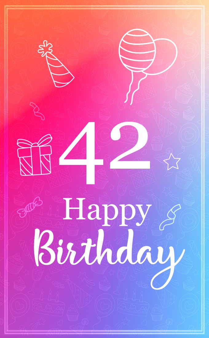 Happy 42nd Birthday minimalistic design greeting card (tall rectangle shape picture)