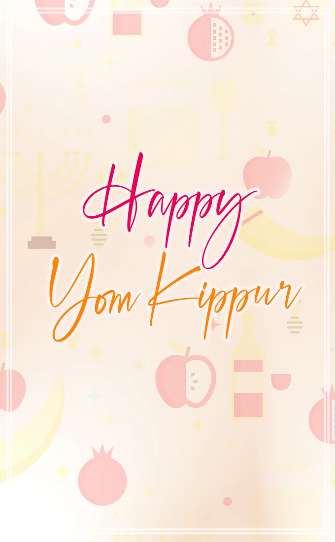 Happy Yom Kippur Image with pink background (tall rectangle shape picture)