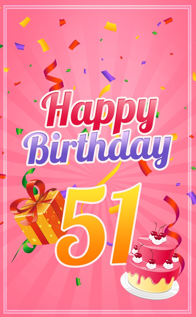 Happy 51st Birthday image for Her (tall rectangle shape picture)