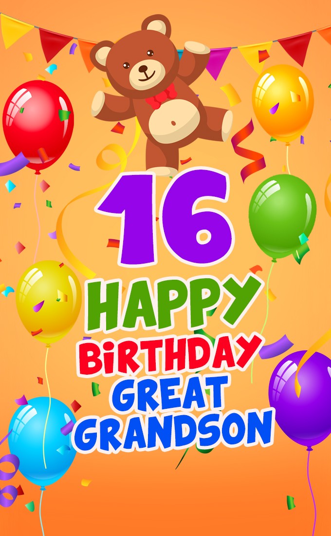 Happy 16th Birthday Great Grandson Image (tall rectangle shape picture)