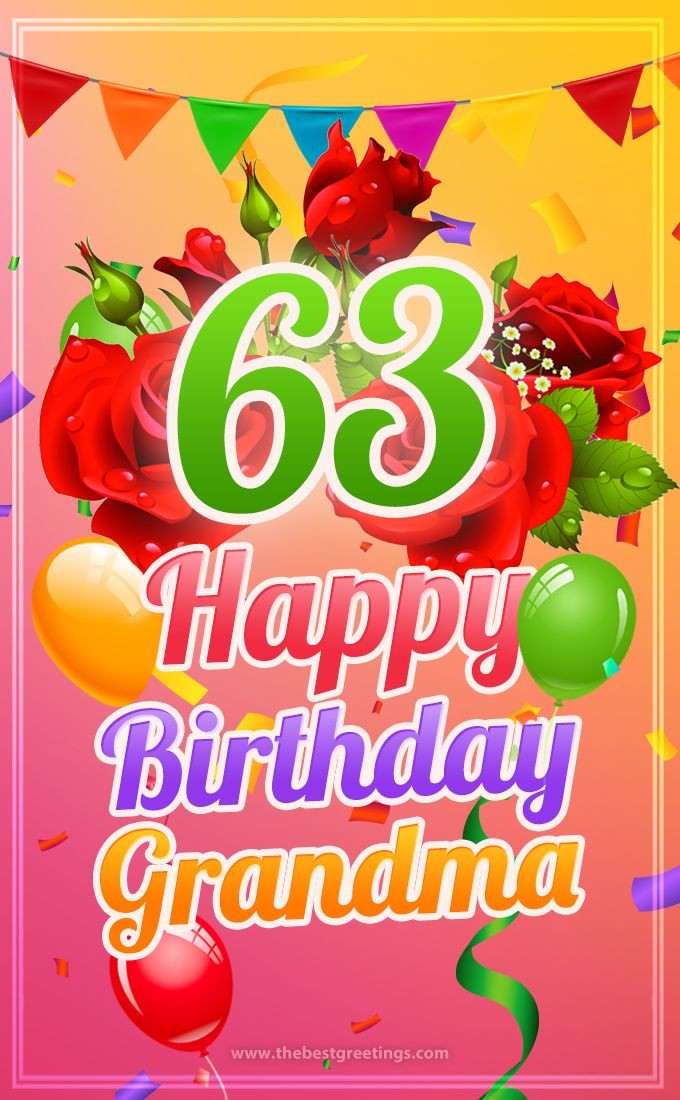 Happy 63rd Birthday Grandma Image (tall rectangle shape picture)