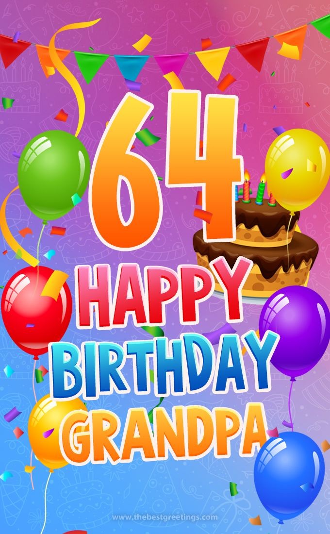 Happy 64th Birthday Grandpa Image (tall rectangle shape picture)