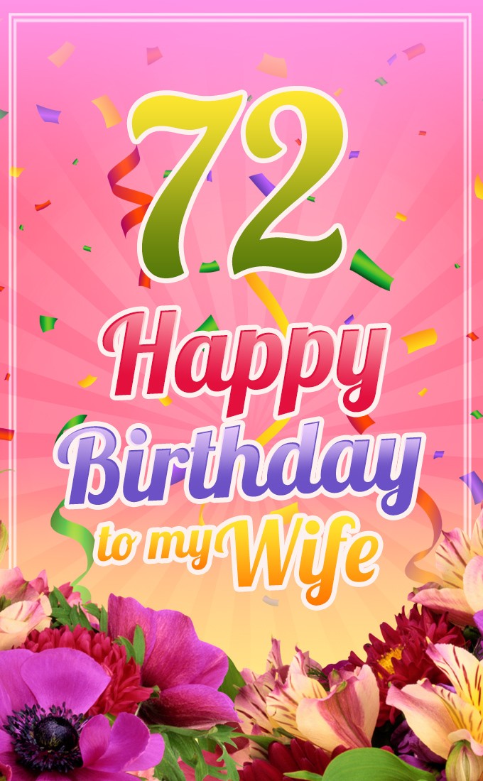 Happy 72nd Birthday Wife Image (tall rectangle shape picture)