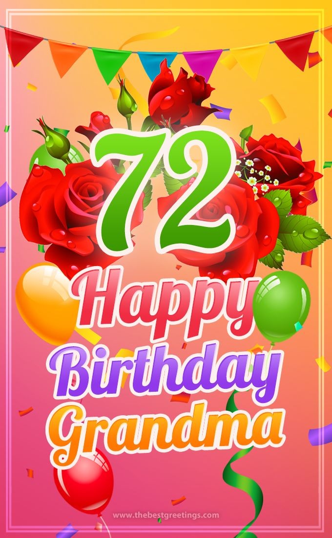  Happy 72nd Birthday Grandma Image (tall rectangle shape picture)