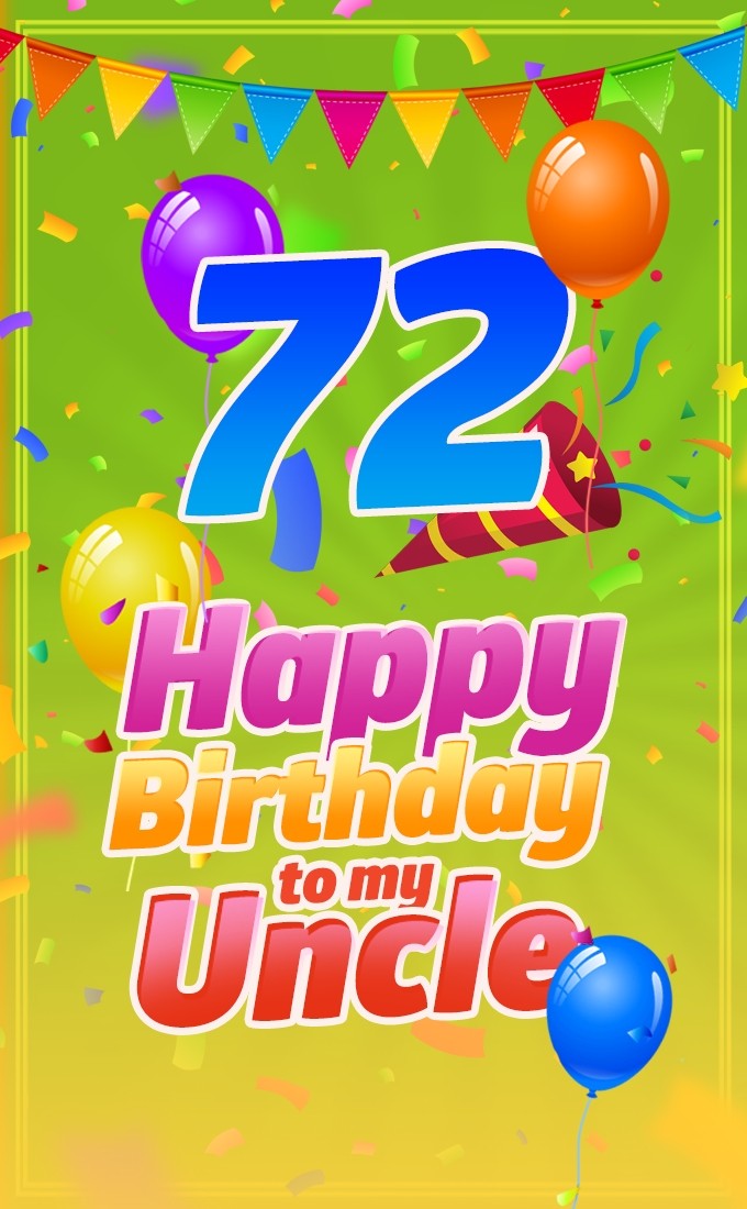 Happy 72nd Birthday Uncle Image (tall rectangle shape picture)