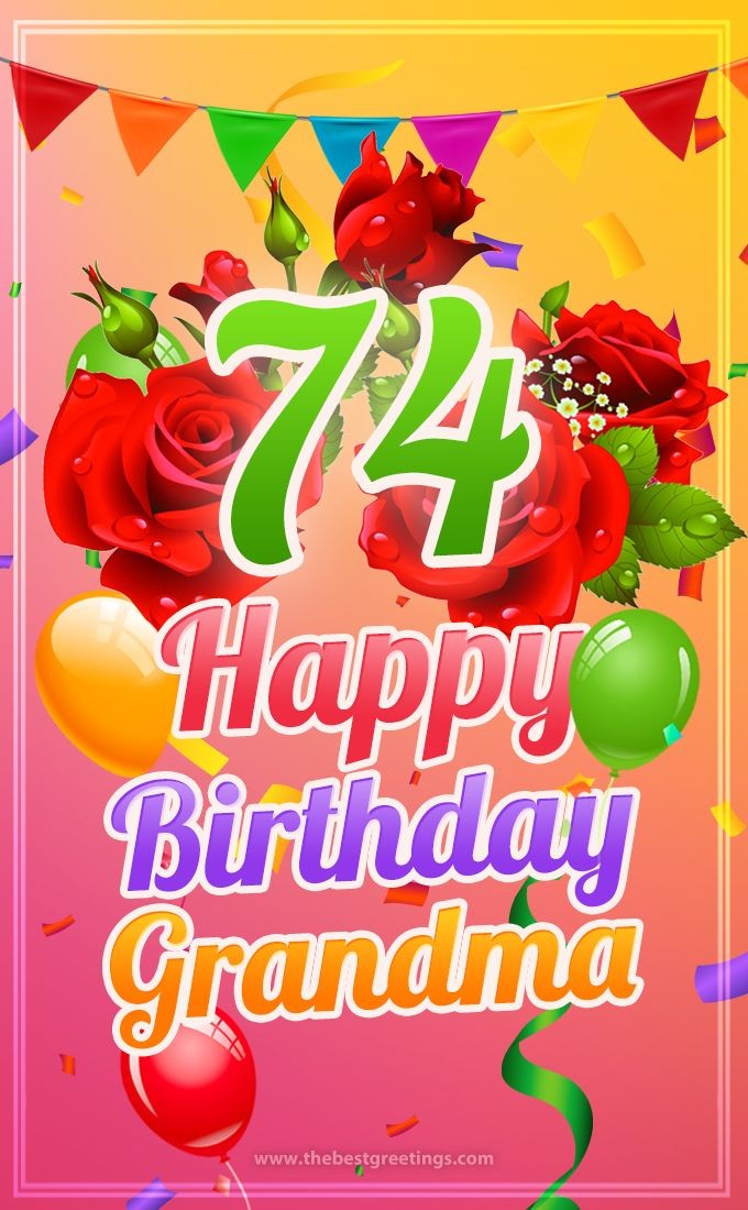 Happy 74th Birthday Grandma Image (tall rectangle shape picture)