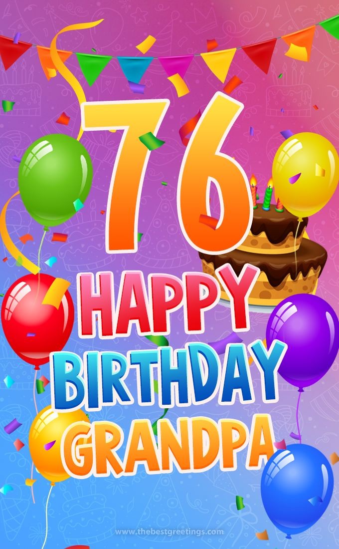 Happy 76th Birthday Grandpa Image (tall rectangle shape picture)