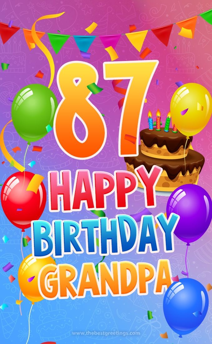 Happy 87th Birthday Grandpa Image (tall rectangle shape picture)