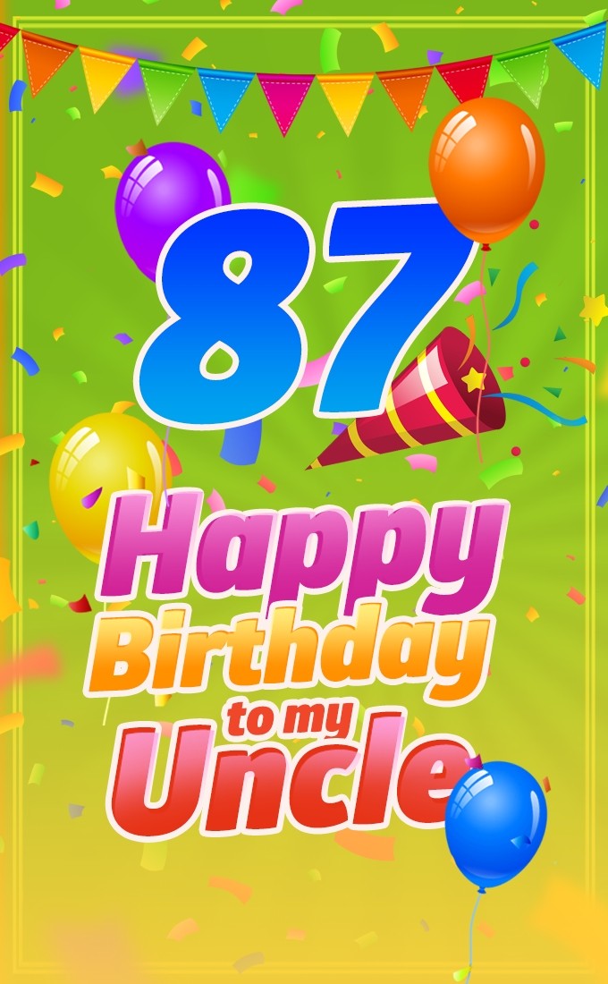 Happy 87th Birthday Uncle Image (tall rectangle shape picture)