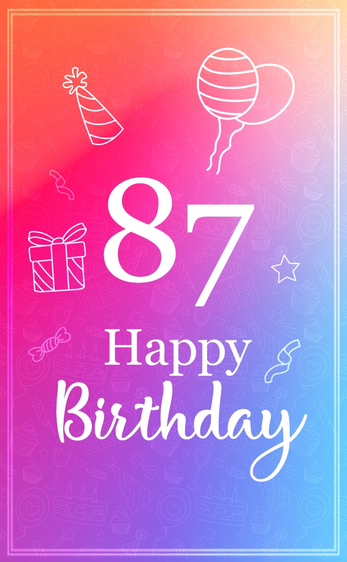 Beautiful Happy Birthday image for a 87 years old (tall rectangle shape picture)