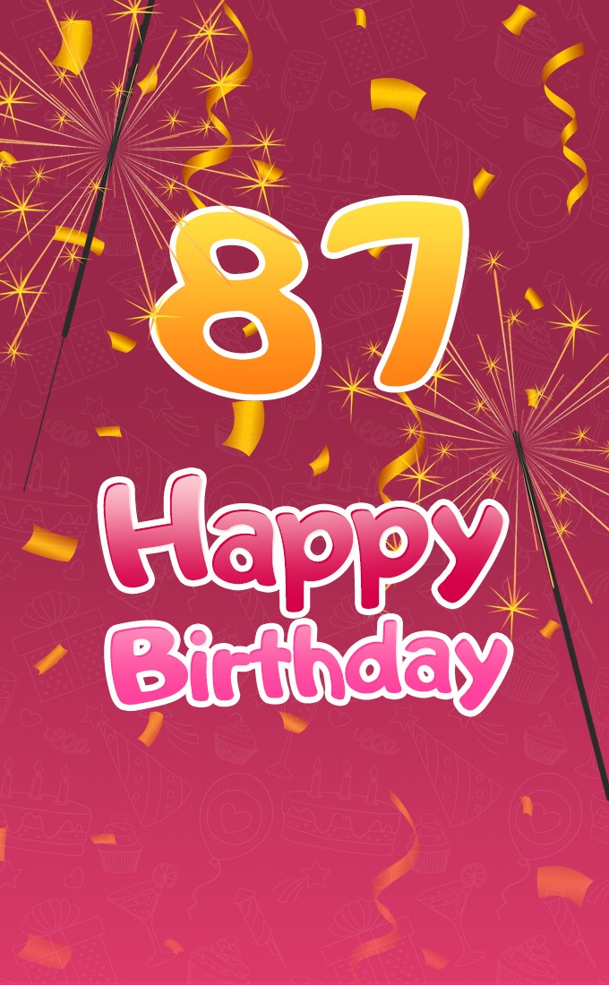 Happy 87th Birthday image with sparklers (tall rectangle shape picture)