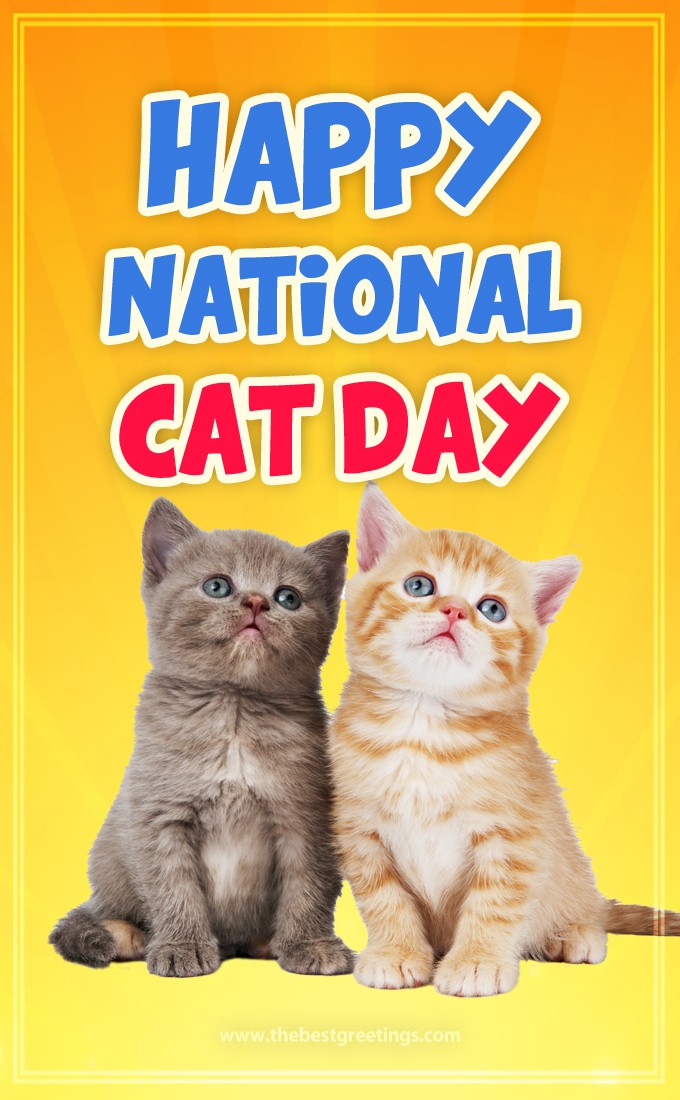 Happy National Cat Day Image (tall rectangle shape picture)