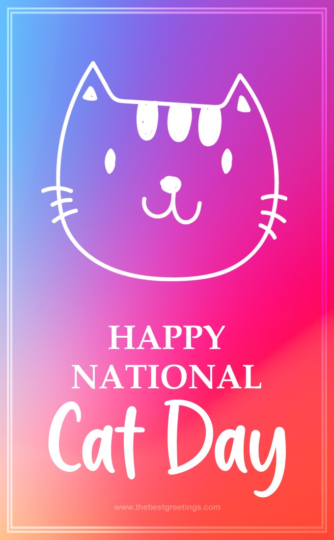 Happy National Cat Day Funny Colorful Image (tall rectangle shape picture)