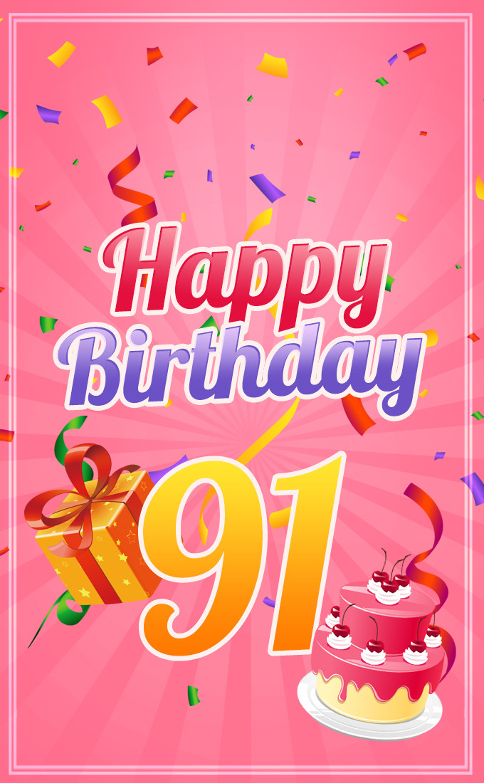 Happy 91st Birthday beautiful picture for Women (tall rectangle shape picture)