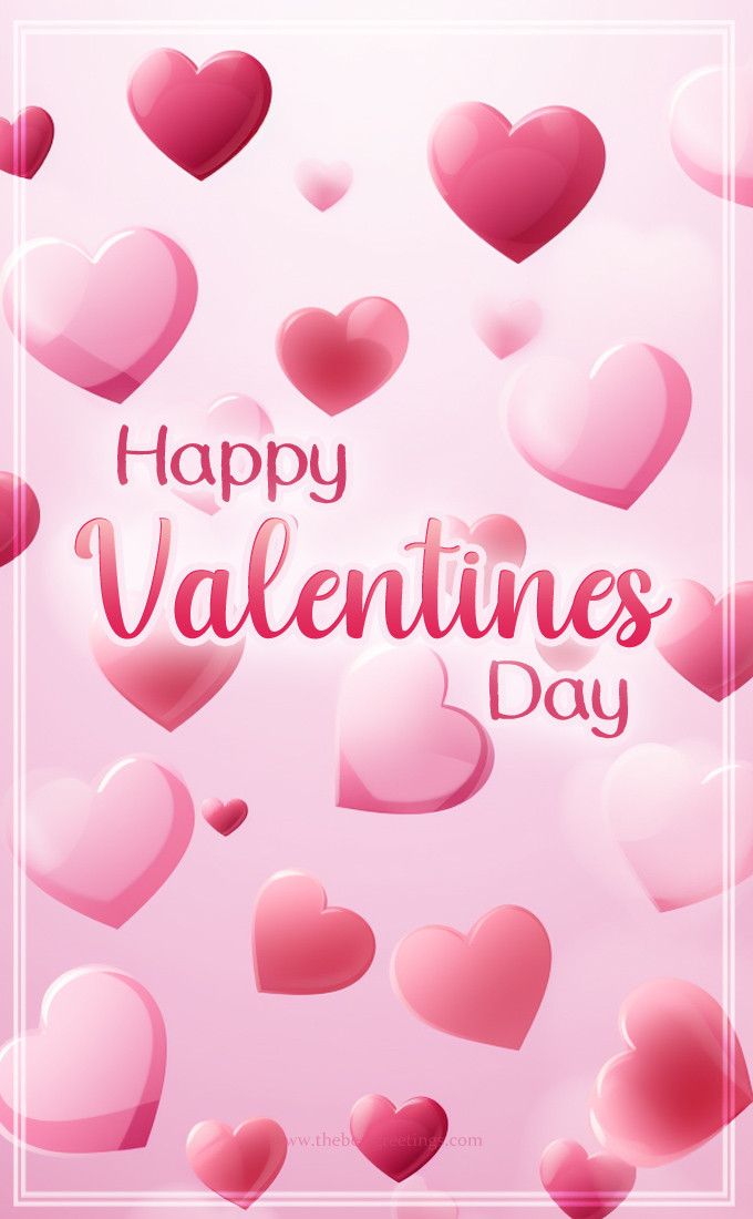 Happy Valentine's Day Image with hearts (tall rectangle shape picture)