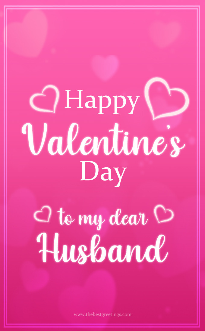 Happy Valentine's Day to my dear Husband Pink Image with beautiful hearts (tall rectangle shape picture)