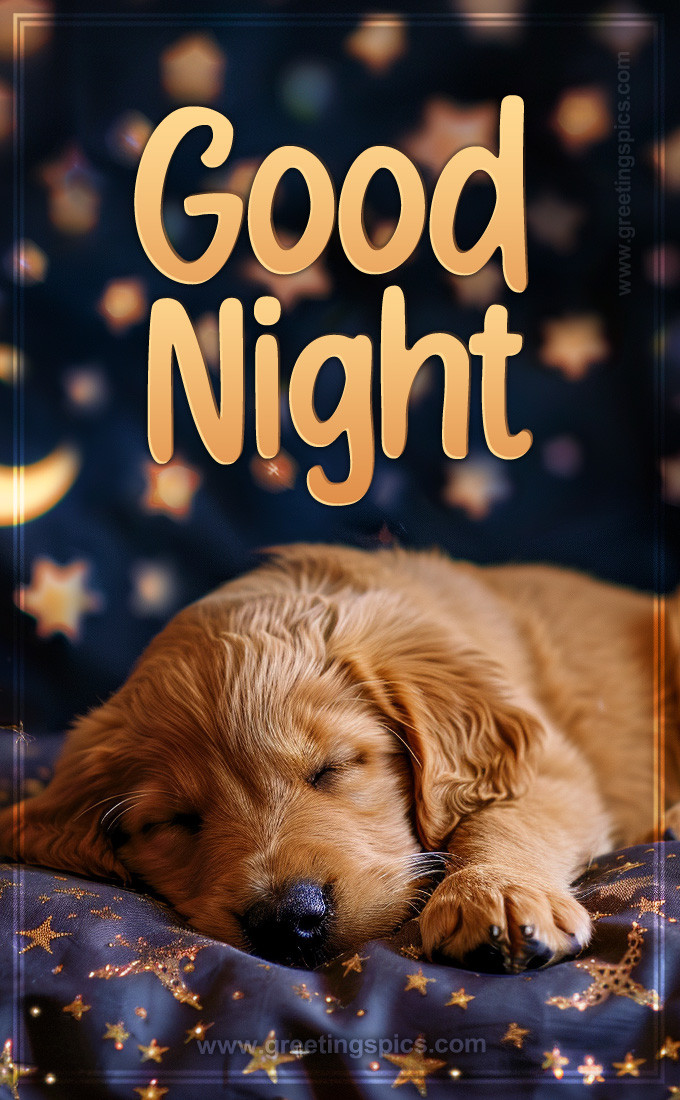 Good Night picture with a cute puppy (tall rectangle shape picture)