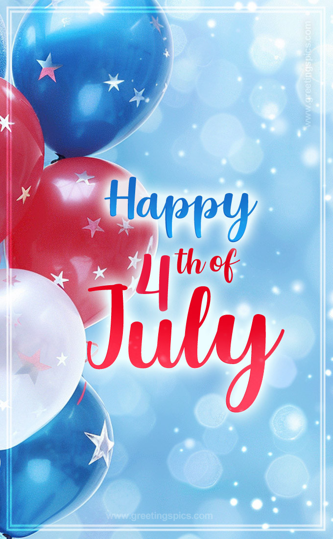 Happy 4th of July Image with colofrul balloons (tall rectangle shape picture)