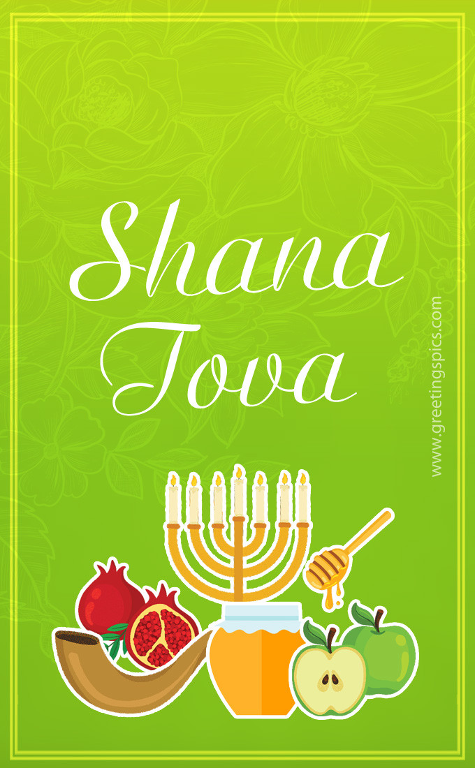 Shana Tova Image with green background (tall rectangle shape picture)