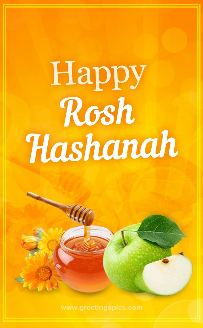 Rosh Hashanah Image with apple and honey (tall rectangle shape picture)