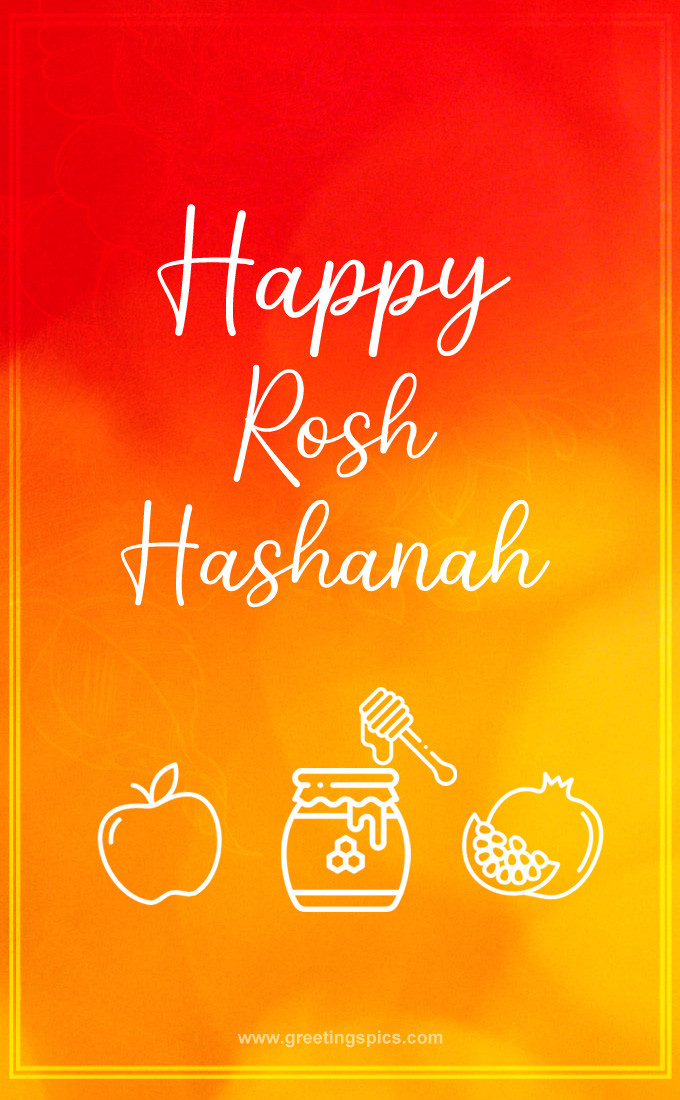 Rosh Hashanah picture with a bright orange background (tall rectangle shape picture)