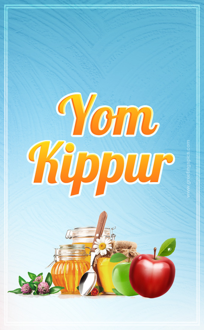 Yom Kippur Image with apples and honey (tall rectangle shape picture)