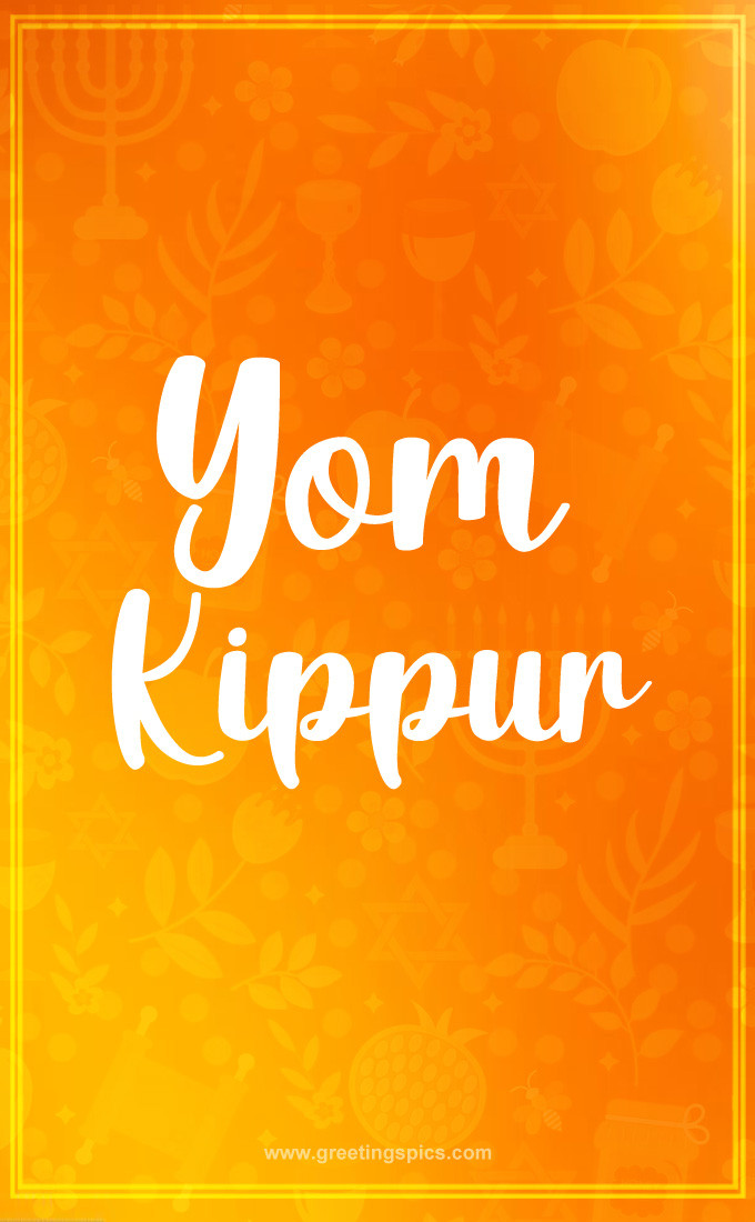 Yom Kippur picture with orange background (tall rectangle shape picture)