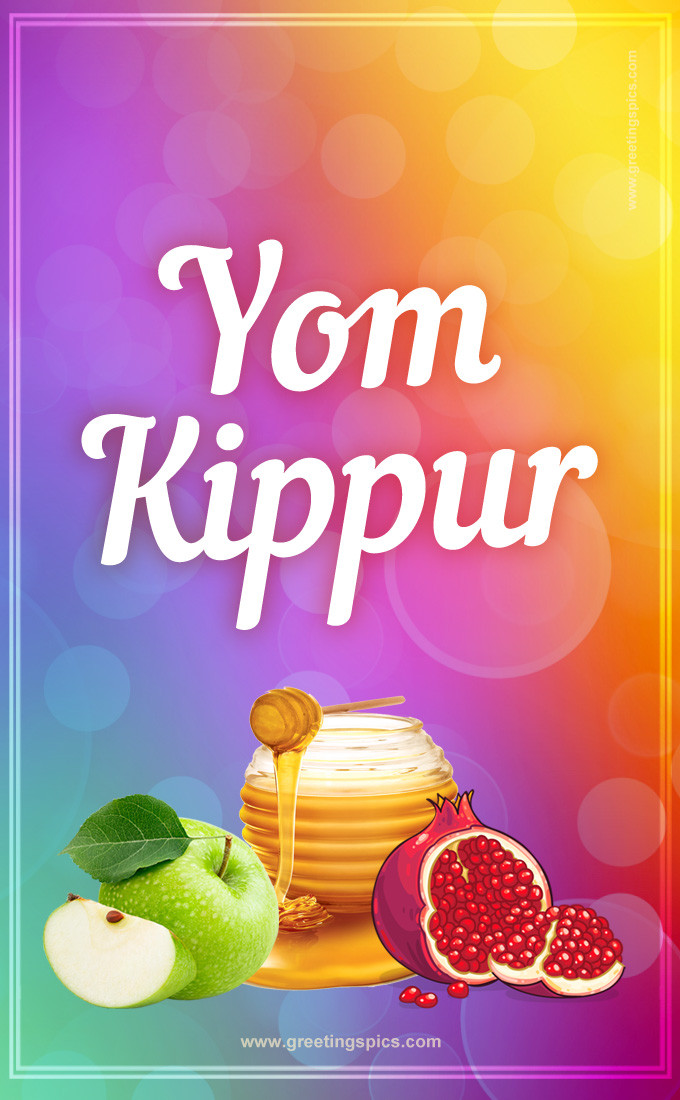 Yom Kippur Image with bright colorful background (tall rectangle shape picture)