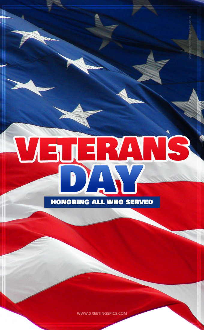 Veterans Day Image with US flag (tall rectangle shape picture)