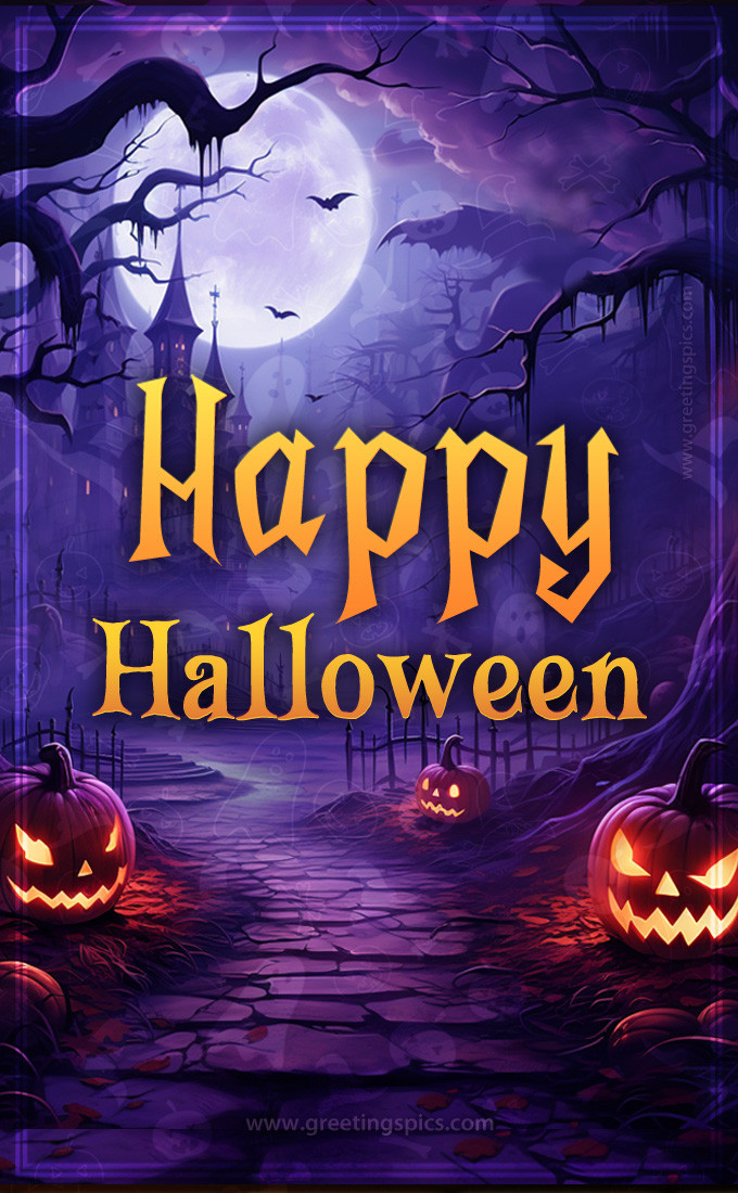 Happy Halloween Image with creepy background (tall rectangle shape picture)