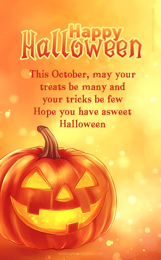 A brightly colored picture wishing you a Happy Halloween (tall rectangle shape picture)