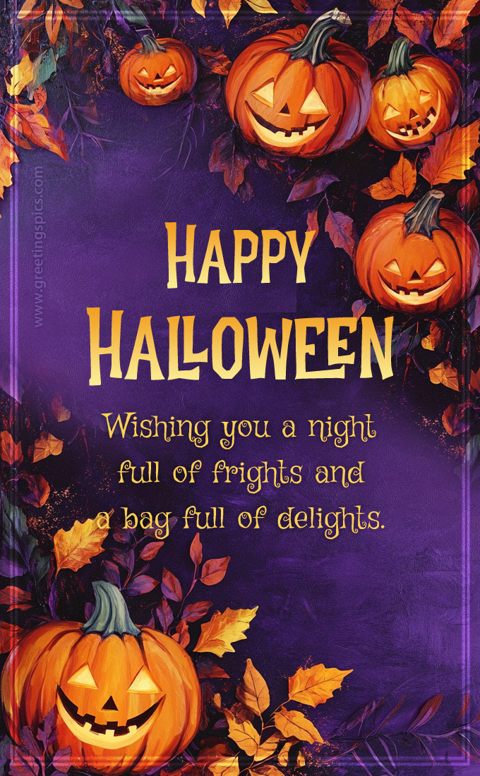 Happy Halloween image with pumpkins (tall rectangle shape picture)