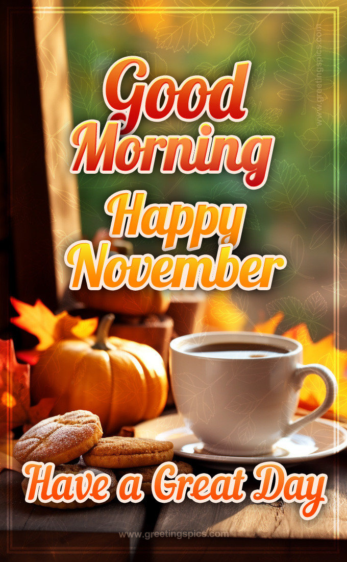 Good Morning Happy November Have a Great Day (tall rectangle shape picture)