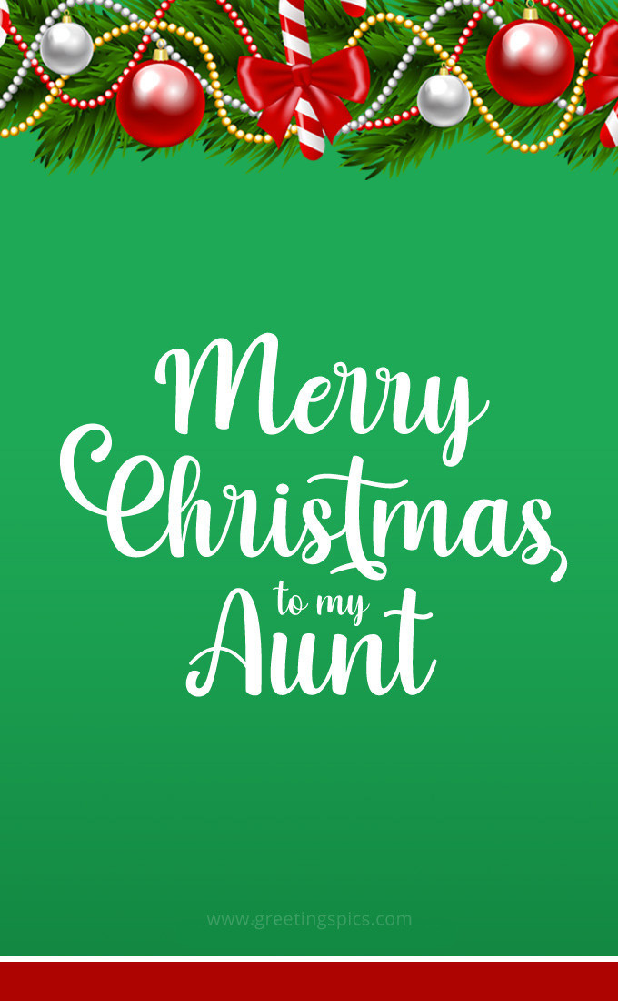 Merry Christmas to my Aunt beautiful greeting card (tall rectangle shape picture)