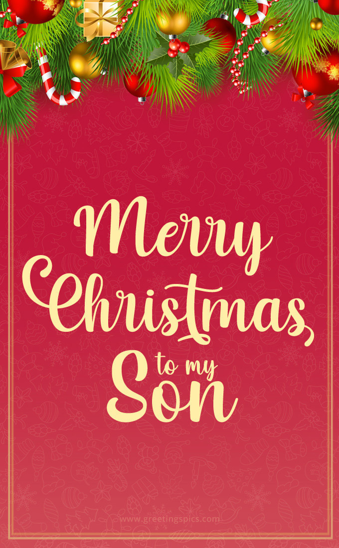 Merry Christmas Son image with colorful decorations (tall rectangle shape picture)